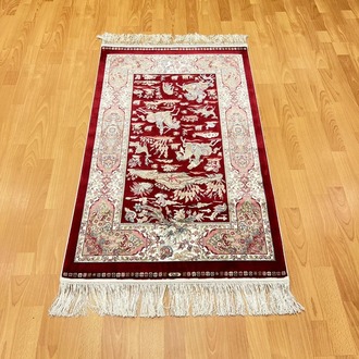 Şehname Motifli 80 X 120 cm İpek Halı Bordo