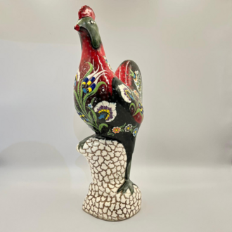 Dekoratif Seramik Gülseren Desenli Horoz Biblo