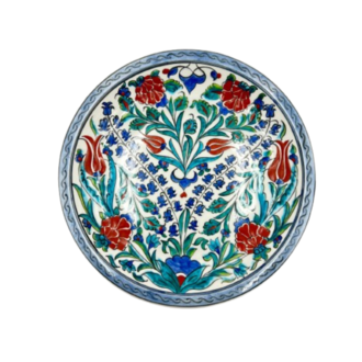 Dekoratif Seramik Renkli Karanfil ve Çiçekler 30 CM Tabak