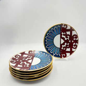 İki Desenli Violet 6'lı Pasta Tabağı