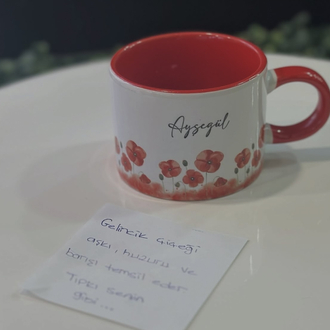 Kişiye özel isimli gelincik kupa