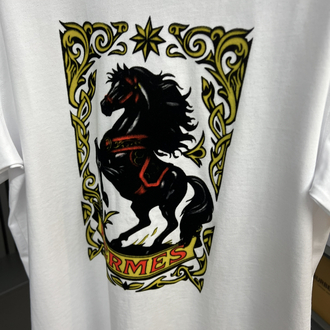 HERMES BEYAZ BASKILI TİŞÖRT 