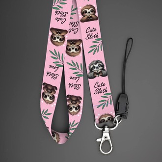 Cute Sloth Desenli Boyun Askı İpi – Yaka Kartı, Kimlik Askısı ve Telefon Aksesuarı