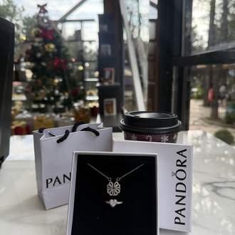 Pandora Kutusunda yonca kolye ve ciddi ilişki yüzüğü
