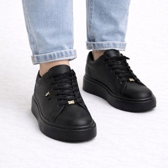 Kadın Siyah Kalın Taban Günlük Sneaker Ayakkabı