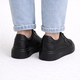 Kadın Siyah Kalın Taban Günlük Sneaker Ayakkabı