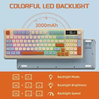 Freewolf M96 2.4g Bt5.0 Çift Bağlantılı Tft Led Ekranlı Reinbow Gaming Oyuncu Klavye