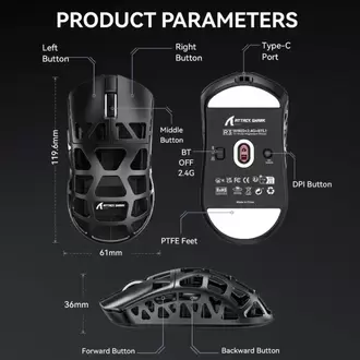 Attack Shark R3 Magnezyum Alaşımlı APP Uygulamalı 8Khz Ultra Hız Tepki 26.000DPI Gaming Mouse