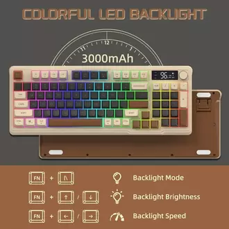  Freewolf M96 2.4g Bt5.0 Çift Bağlantılı Tft Led Ekranlı Reinbow Gaming Oyuncu Klavye