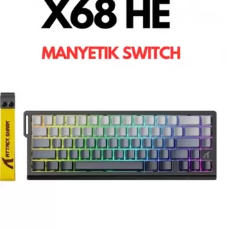 Attack Shark X68HE Rapid Trigger 0.125MS Manyatik Switch Rgb App Uygulamalı Gaming Oyuncu Klavye
