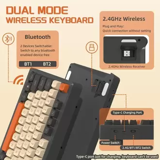 Freewolf M96 2.4g Bt5.0 Çift Bağlantılı Tft Led Ekranlı Reinbow Gaming Oyuncu Klavye