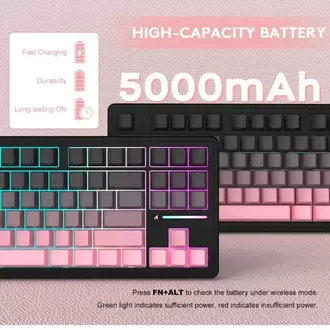 Attack Shark M87 PROV2 White Switch Mekanik RGB TripleMode E-Sports Profesyonel Gaming Oyuncu Klavye
