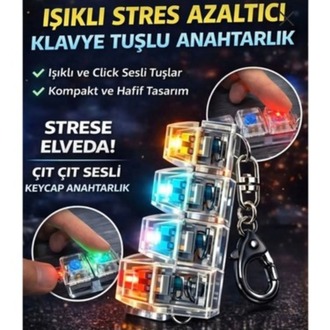 Işıklı stres giderici click sesli ışıklı klavye LED ışıklı klavye anahtarlık