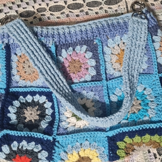 Motif Mavi Kol Çantası