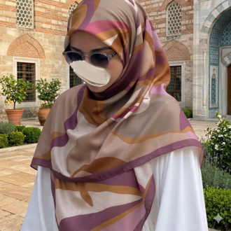 Pamuklu Soft Rana Desen Eşarp Gül Kurusu