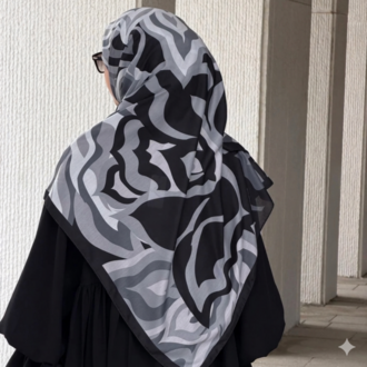 Pamuklu Soft Mihra Desen Eşarp Siyah