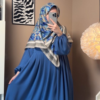 Takım Ayrobin Kumaş Elbise İndigo Mavi Soft Pamuk Eşarp Açıklamayı Okuyun ☺️