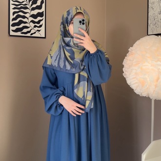 Takım Ayrobin Kumaş İndigo Mavi Renk Elbise Soft Pamuk Eşarp Açıklamayı Okuyun ☺️