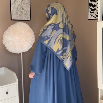 Takım Ayrobin Kumaş İndigo Mavi Renk Elbise Soft Pamuk Eşarp Açıklamayı Okuyun ☺️