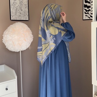 Takım Ayrobin Kumaş İndigo Mavi Renk Elbise Soft Pamuk Eşarp Açıklamayı Okuyun ☺️