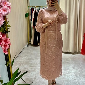 TOZ PEMBE ELBİSE
