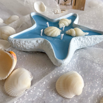 El Yapımı Deniz Yıldızı Soya Mum & Taş Tozu Dekor