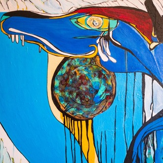 100x100 cm Tuval üzerine Akrilik • Acrylic on Canvas • Sevgililer • Lovers
