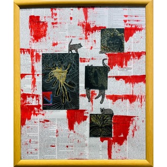 55x45cm Kâğıt üzerine Karışık Teknik • Mixed Media on Paper • Yan Yana • Side by Side