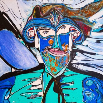 100x100 cm Tuval üzerine Akrilik • Acrylic on Canvas • Sevgililer • Lovers