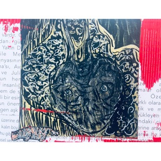 55x45cm Kâğıt üzerine Karışık Teknik • Mixed Media on Paper • Yan Yana • Side by Side