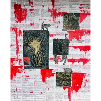 55x45cm Kâğıt üzerine Karışık Teknik • Mixed Media on Paper • Yan Yana • Side by Side