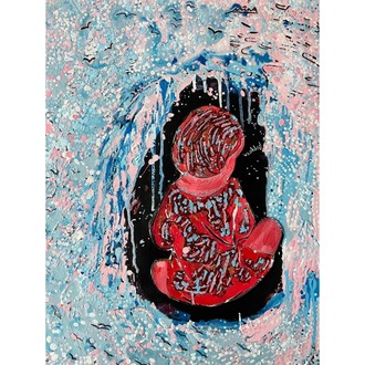 100x100cm Tuval üzerine Karışık Teknik • Mixed Media on Canvas • Uzaklaş! • Step back! 