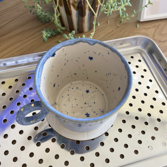 Açık Mavi Yıldız Kabartmalı Stoneware Kupa