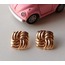 Kare örme desen vintage gold küpe