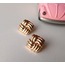 Kare örme desen vintage gold küpe
