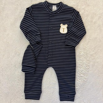 Lacivert Çizgili Ve Baskılı Unisex Takım