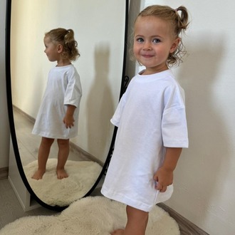 Çocuk Oversize Beyaz Basic Tişört – %100 Pamuk Unisex