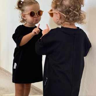 Çocuk Oversize Siyah Basic Tişört – %100 Pamuk Unisex