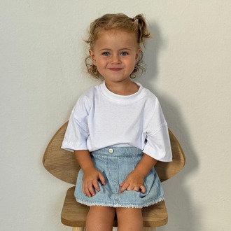 Çocuk Oversize Beyaz Basic Tişört – %100 Pamuk Unisex