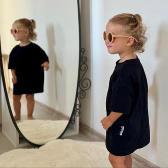 Çocuk Oversize Siyah Basic Tişört – %100 Pamuk Unisex