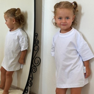 Çocuk Oversize Beyaz Basic Tişört – %100 Pamuk Unisex