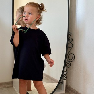 Çocuk Oversize Siyah Basic Tişört – %100 Pamuk Unisex