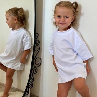 Çocuk Oversize Beyaz Basic Tişört – %100 Pamuk Unisex