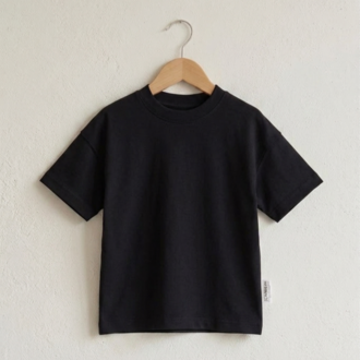 Çocuk Oversize Siyah Basic Tişört – %100 Pamuk Unisex