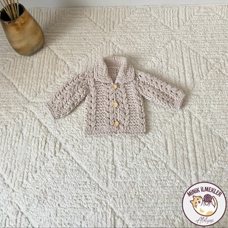 Bebek Hırka – Fil Dişi, 1 Yaş – Alize Puffy, El Örgüsü