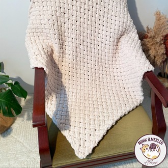 Bebek Battaniyesi – Fil Dişi, 90x90 cm – Alize Puffy, El Örgüsü
