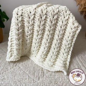 Bebek Battaniyesi – Krem, 90x90 cm – Alize Puffy, El Örgüsü
