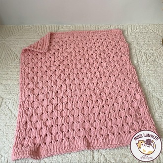 Bebek Battaniyesi – Pudra Pembe, 90x90 cm – Alize Puffy, El Örgüsü
