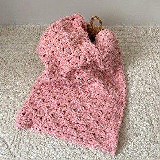Bebek Battaniyesi – Pudra Pembe, 90x90 cm – Alize Puffy, El Örgüsü