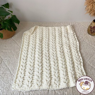 Bebek Battaniyesi – Krem, 90x90 cm – Alize Puffy, El Örgüsü